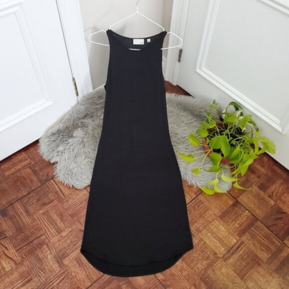 ARITZIA Wilfred Free "Chrissy" Black Heathered Jersey Knit Halter Dress- M - Picture 10 of 13